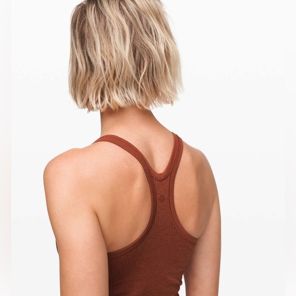 Lululemon Ebb To Street Tank II, Ribbed w Built in Bra, Rustic Clay, Size 4 - Picture 6 of 7
